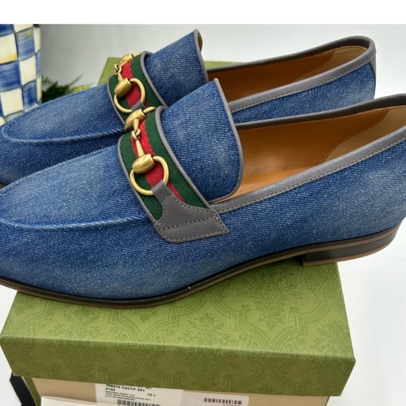 Men’s Gucci Horse Bit denim loafers . Size 10.5 - Picture 2 of 6